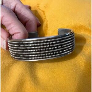 Unique Vintage Silver Plate wire wrap coil Cuff Bracelet